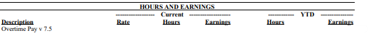 Screenshot of overtime on paystub